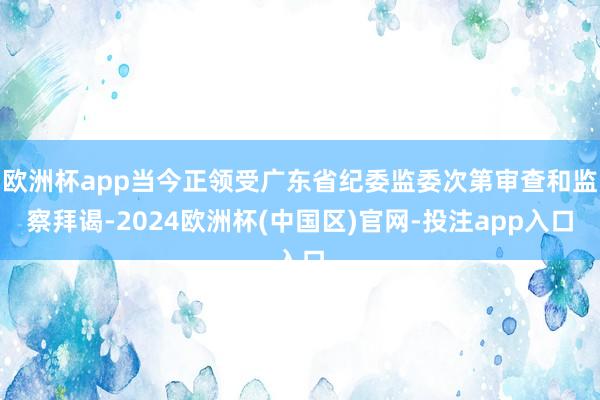 欧洲杯app当今正领受广东省纪委监委次第审查和监察拜谒-2024欧洲杯(中国区)官网-投注app入口