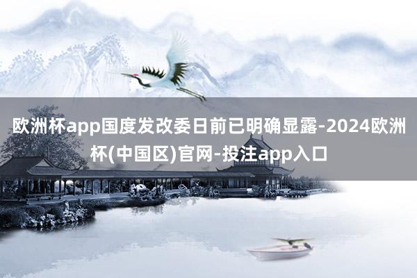 欧洲杯app国度发改委日前已明确显露-2024欧洲杯(中国区)官网-投注app入口