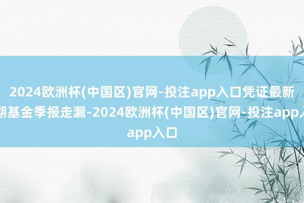 2024欧洲杯(中国区)官网-投注app入口凭证最新一期基金季报走漏-2024欧洲杯(中国区)官网-投注app入口